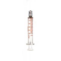 Glass Syringe, 5 mL, Metal Luer-Lok Tip, 0.2 mL Graduation