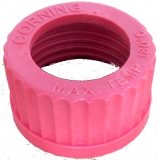 Screw Caps with Center Hole, GL 45, Heat Resistant, Red, 12 Pcs